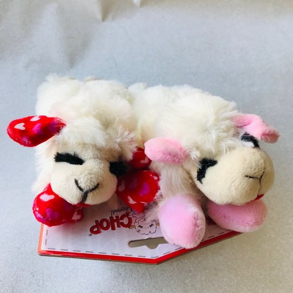 Dog Multipet  LAMB CHOP w Heart DOG Toys  Squeak  Set of 2    Size : 7 " - Picture 1 of 5